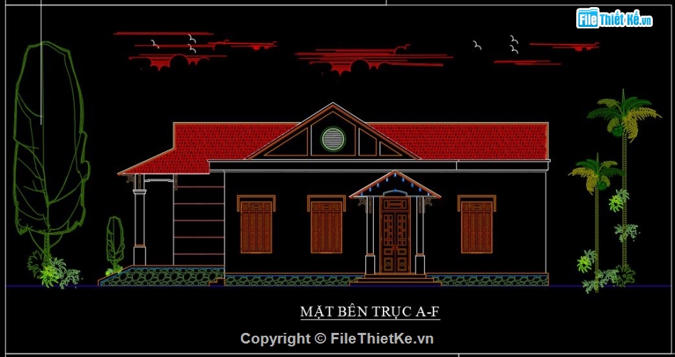 File cad nhà 1 tầng,bản vẽ nhà 1 tầng,cấp phép xây dựng,bản vẽ nhà